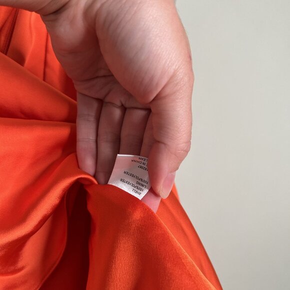 Obando Orange Skinny Strap Satin Tank Top Women's Size 4 - Picture 7 of 8